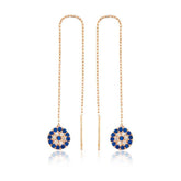 Boucle d'oreille mauvais œil en chaîne argentée